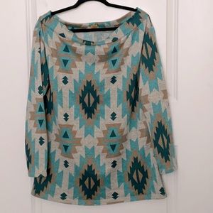 Wrangler Western Geometric Boatneck Top Large